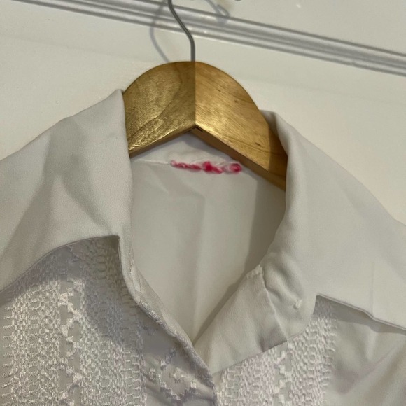 VINTAGE white fancy button down dress shirt M - Picture 8 of 12